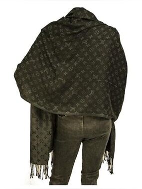 Louis Vuitton Olive Green Monogram Wrap with Fringe